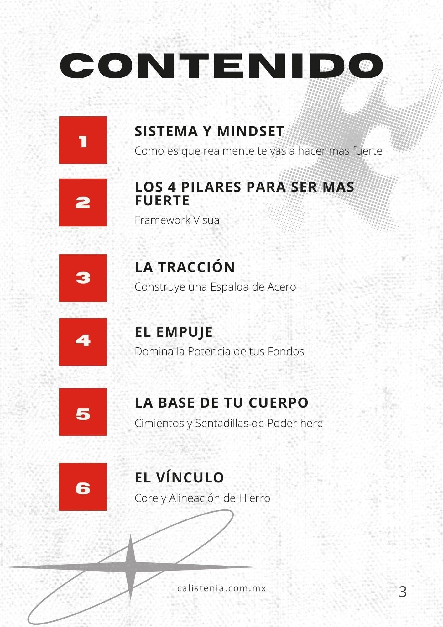 Índice del workbook de calistenia